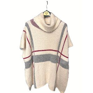 Do Everything in Love Poncho Sweater One Size 100 Percent Acrylic Plaid Pattern